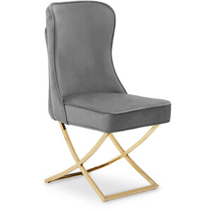 Belle Grey Velvet Dining Chair with Tufted Button Back