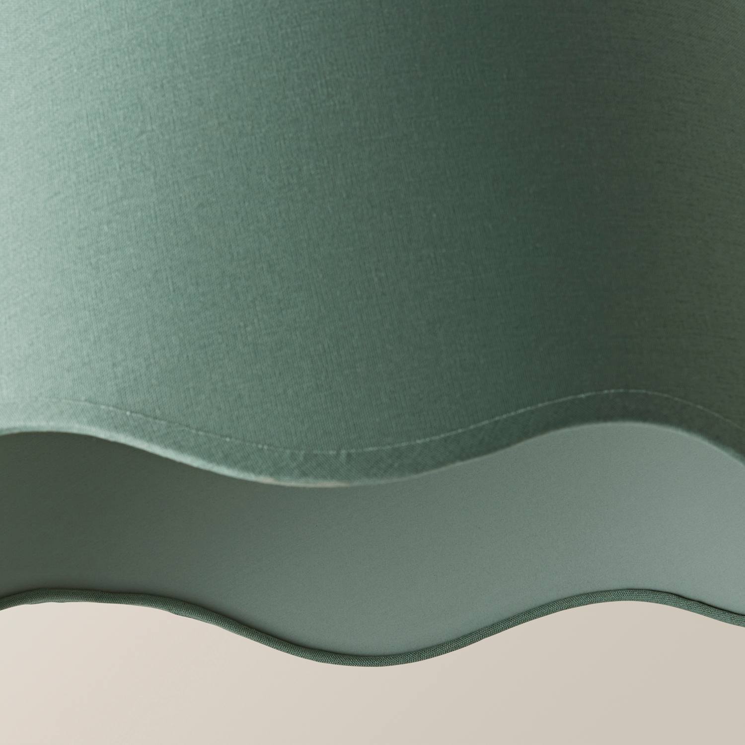 Valuelights Unisex Green Mabel Linen Large 30Cm Scallop Edge W/ Trim Lamp Shade W/ Bulb In - Image 2