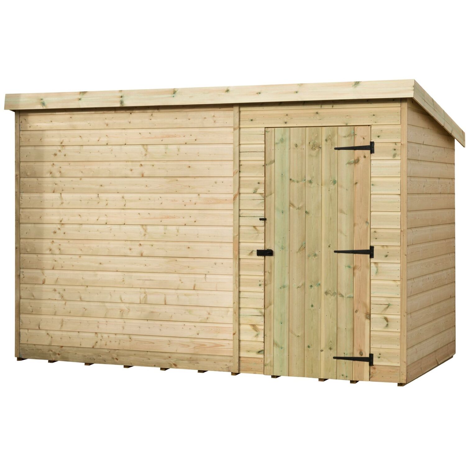 Empire Sheds 9x5ft Wooden Garden Shed - Pent Roof - Tongue & Groove Cladding - Right Hand Door - Green - Image 4
