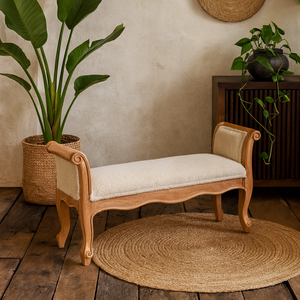 Tahala Boucle Bench with Cabriole Legs