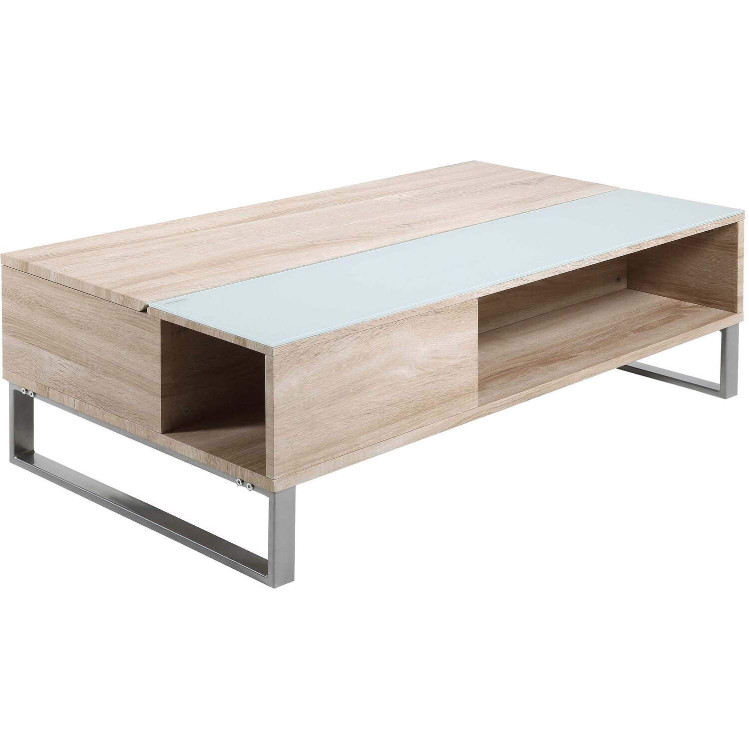 Salford Lift Up Coffee Table Sonoma With Glass Top - White