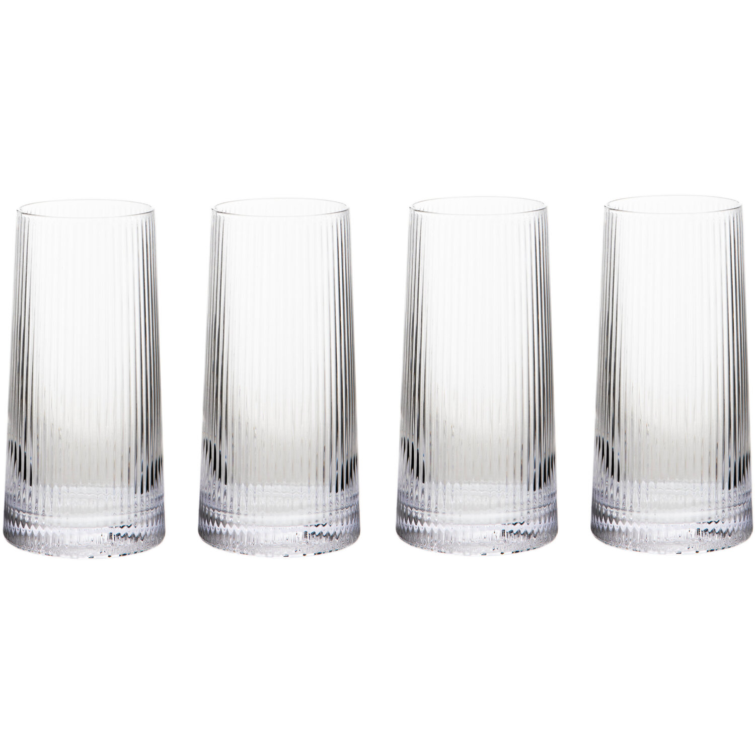 Set of Four Eldon Ribbed Clear Hi Ball Glasses MOB - Transparent
