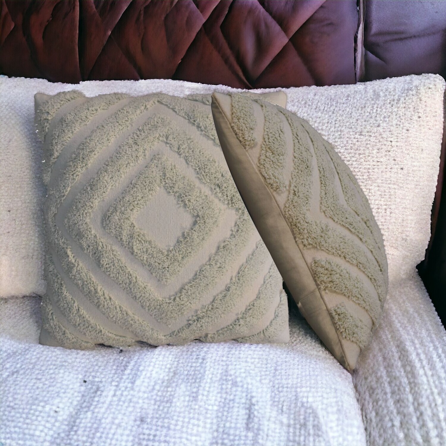 Artisan Furniture Sage Green Diamond Cushion Set Of 2