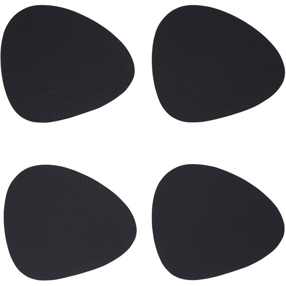 Catlins 4 Piece Pebble Black Leather Coasters
