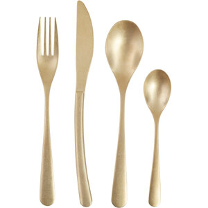 Avie 16 Piece Antique Gold Finish Cutlery Set