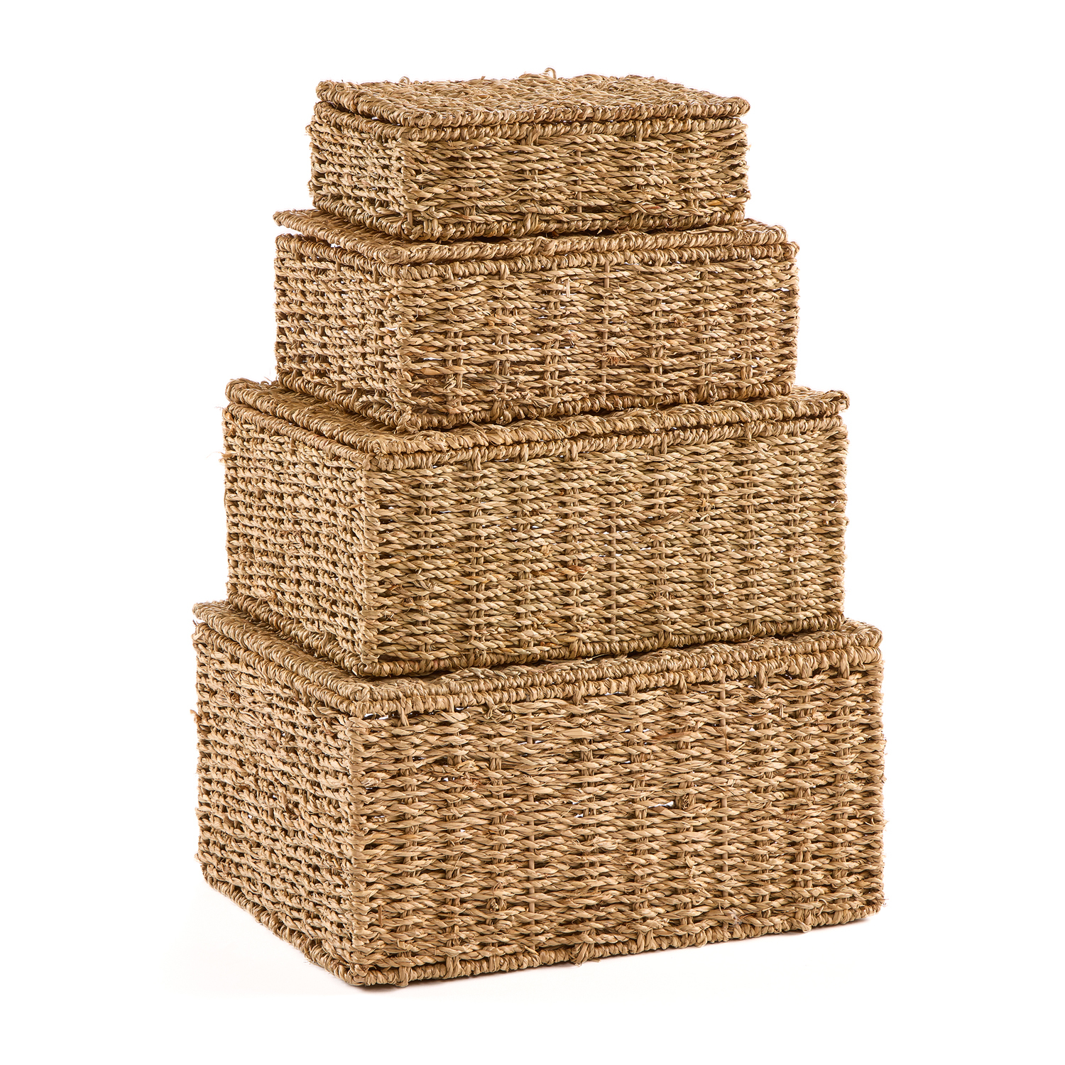 Image of Seagrass Wicker Storage Boxes with Lids&hellip;