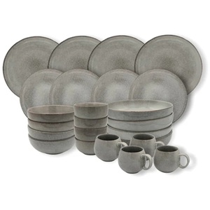 24pc Nordic Stoneware Dinnerware Set - 4 Person Plate Bowl & Mug Setting