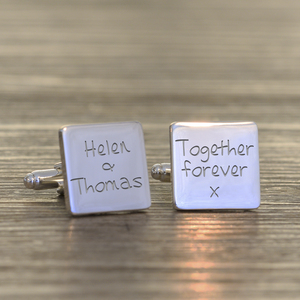 Personalised Together Forever Cufflinks - Silver Finish