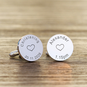 Personalised Christening Cufflinks - Silver Finish