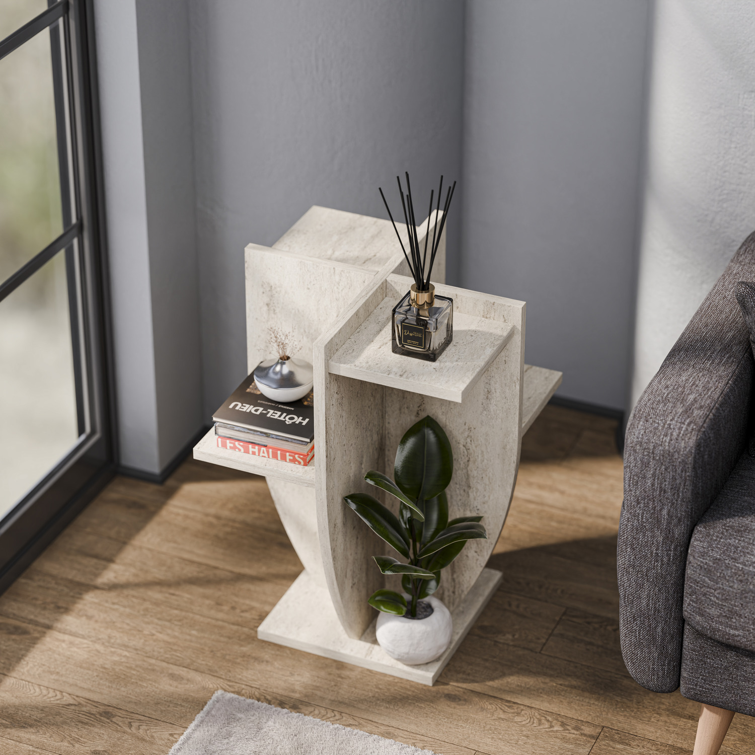 Ceki Plant Stand - Travertein