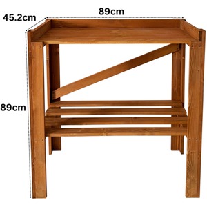 Pine Potting Table with Solid Top and Outdoor Protective Wax Coating