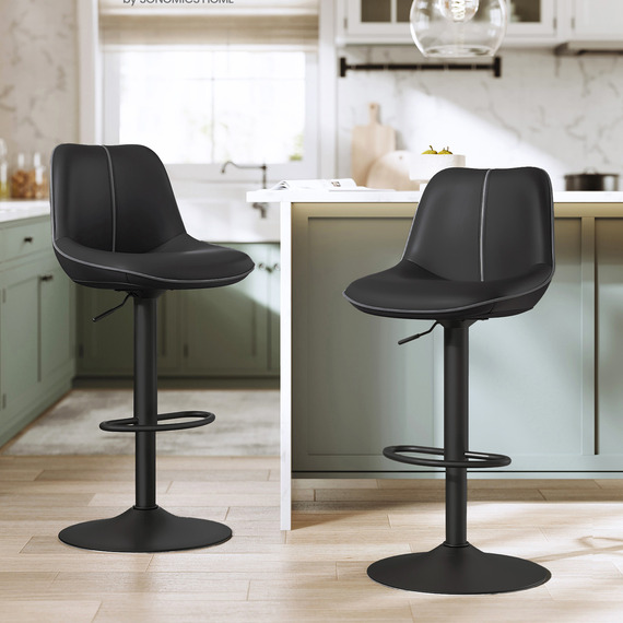  VASAGLE Bar Stools Set of 2, Adjustable Height Swivel Barstools