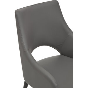 Gilden Grey Leather Effect Dining Chair with Gold Tip Legs