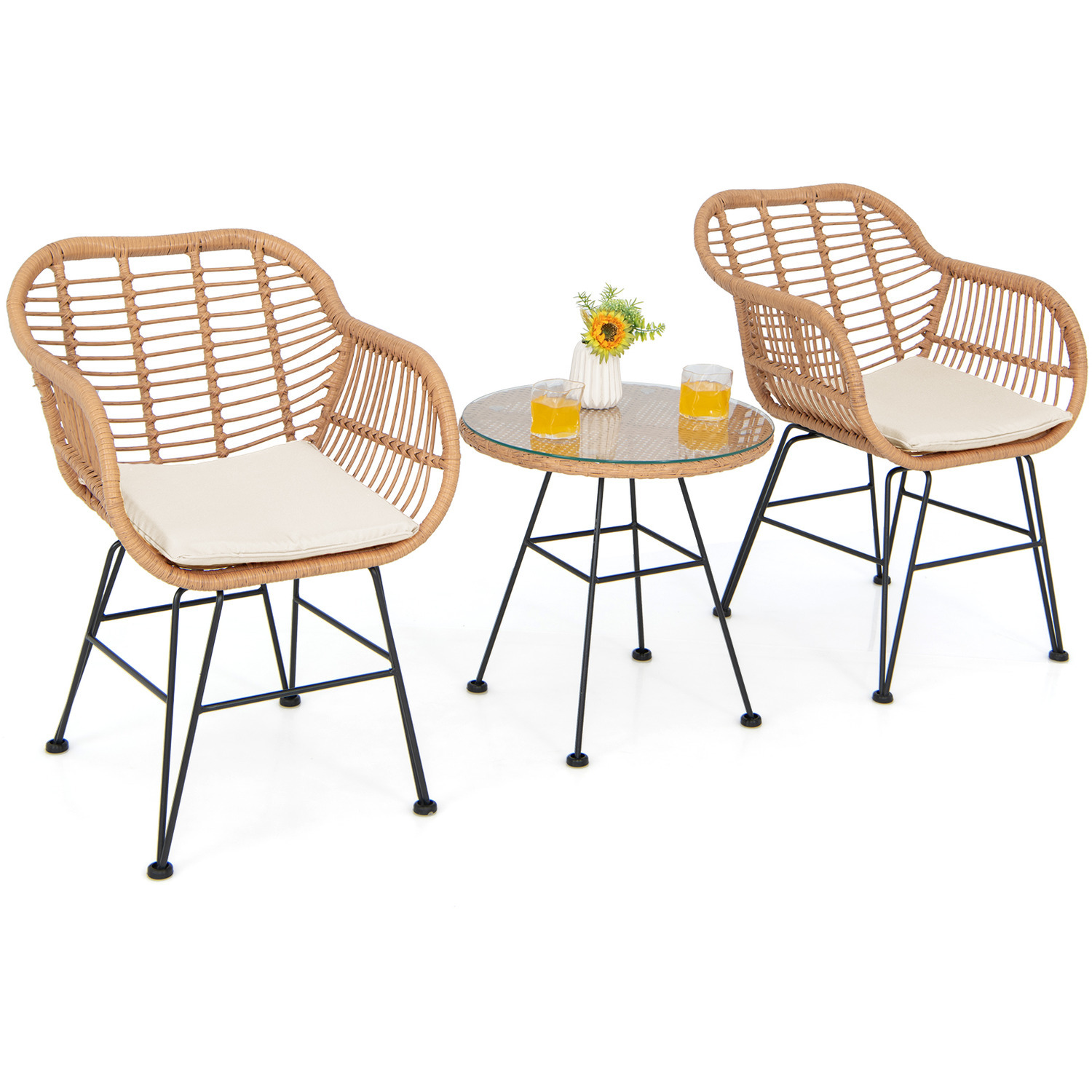 Image of 3 Pieces Wicker Patio Bistro Set&hellip;