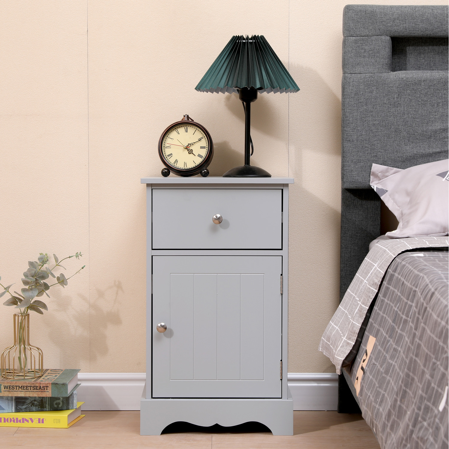Hmd Bedside Table 1 Or 2 -white Or Grey - Grey 1