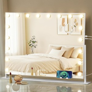 Vanity Makeup Mirror with Lights, Charging Ports, 18 LED Bulbs
