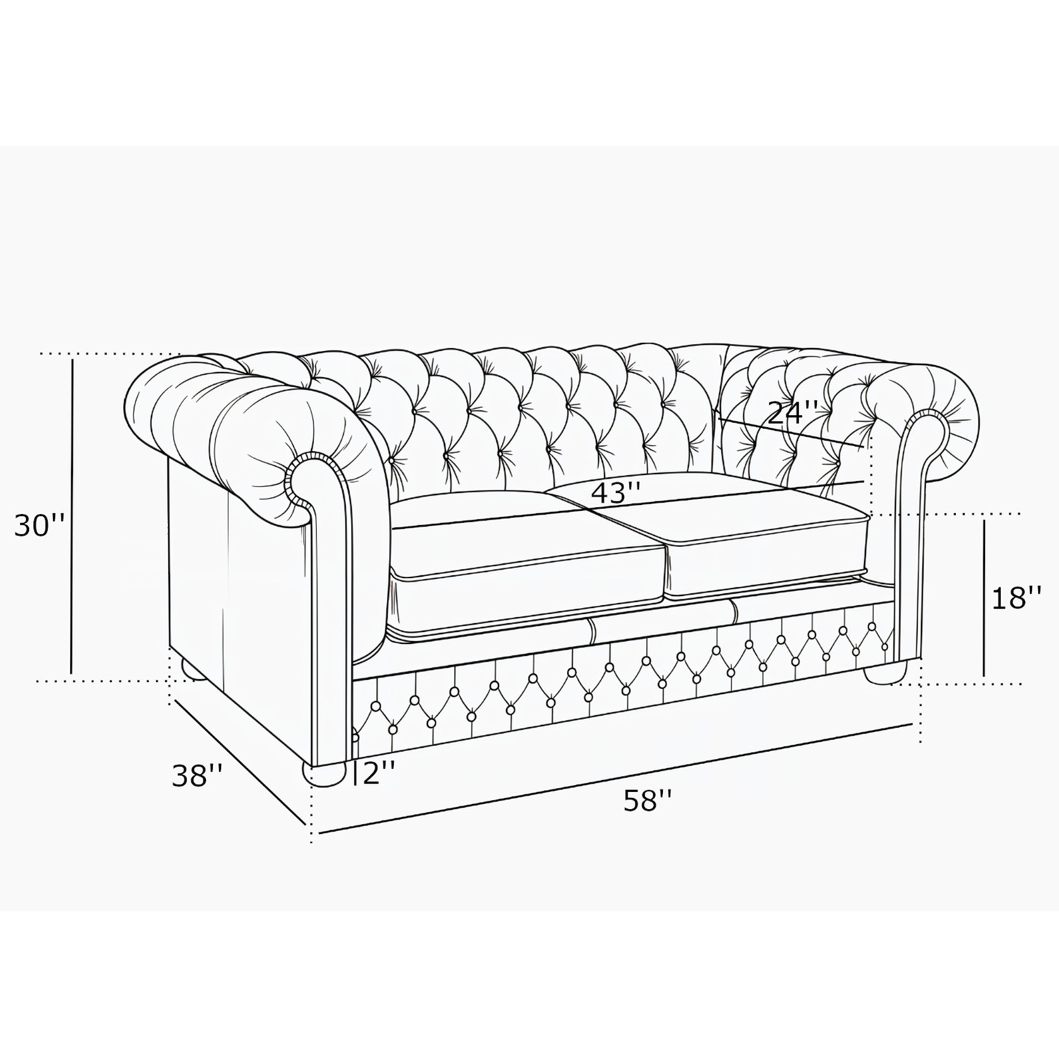 Vintage Leather Chesterfield 2 Seater Sofa Manufactured In The Uk - Dark Brown