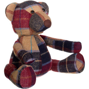Bute Large Maroon Check Tartan Bear Door Stop