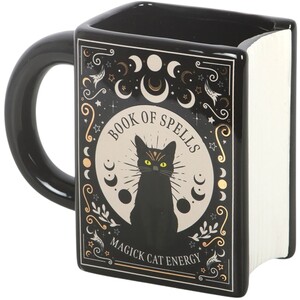 Book of Spells Shaped Cat Mug