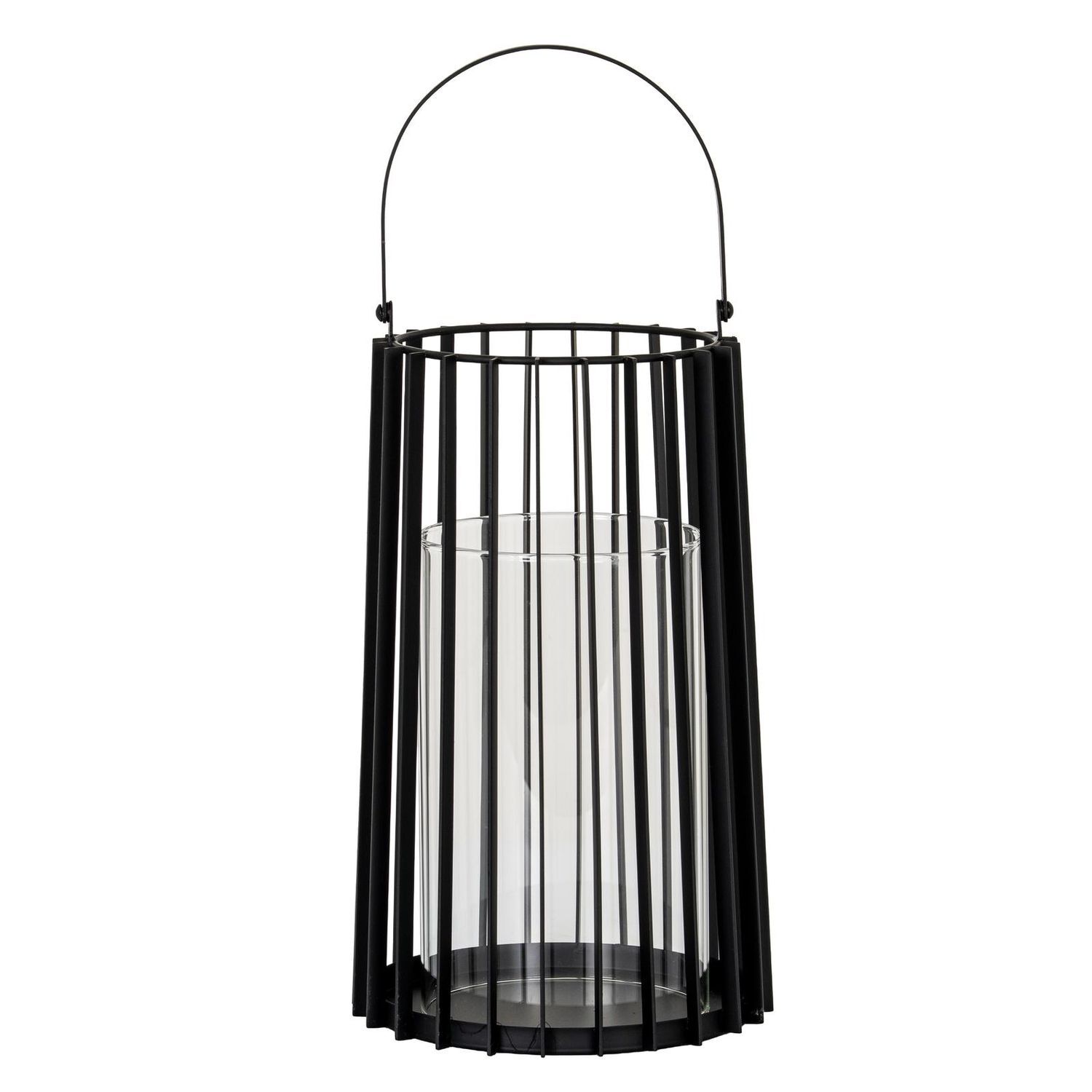Hill Interiors Lynk Glass Lantern Candle Holder - Black