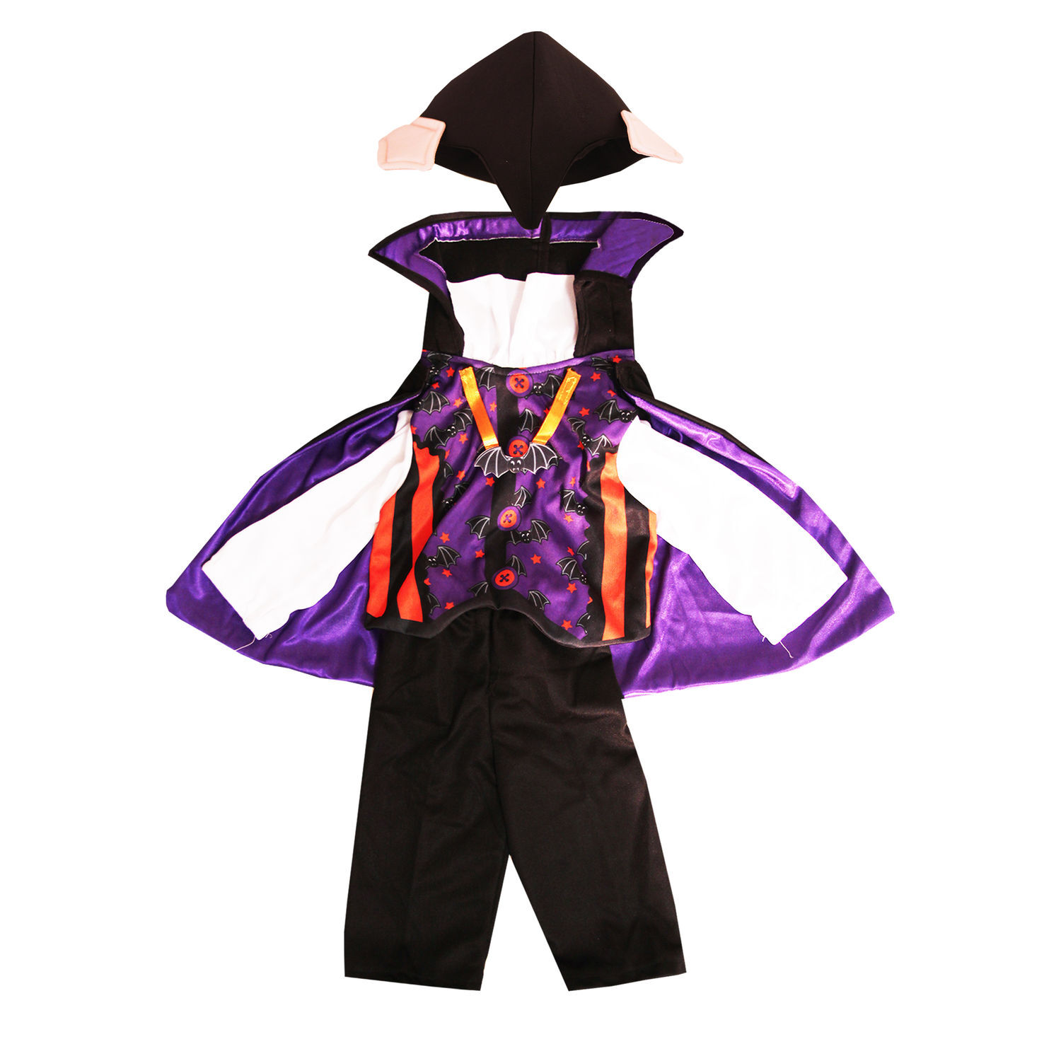 Bristol Novelty Toddler Vampire Halloween Costume - Purple/Black/White / 2-3 Years