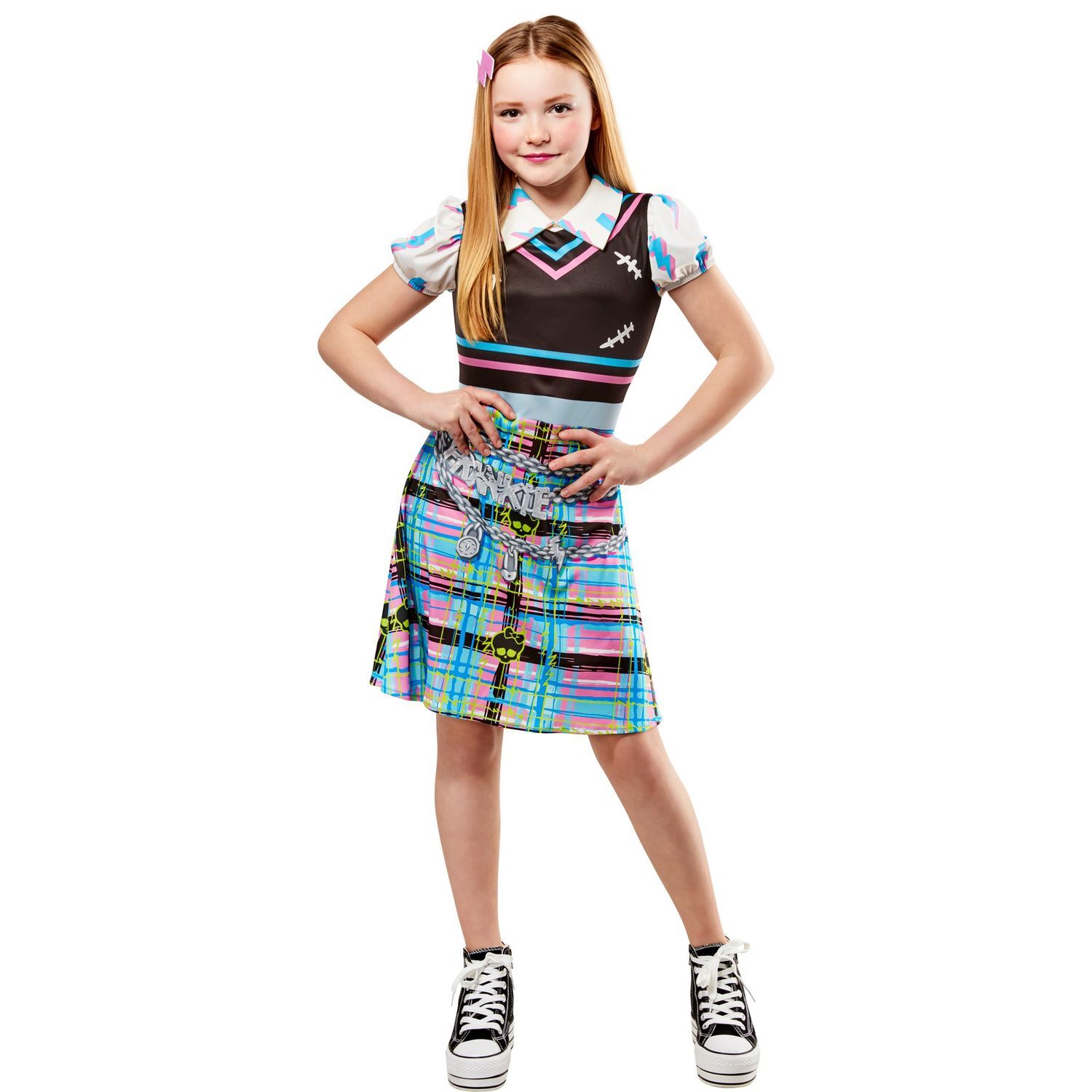 Monster High Girls Frankie Stein Costume - Pink/Blue/Black / 11-13 Years