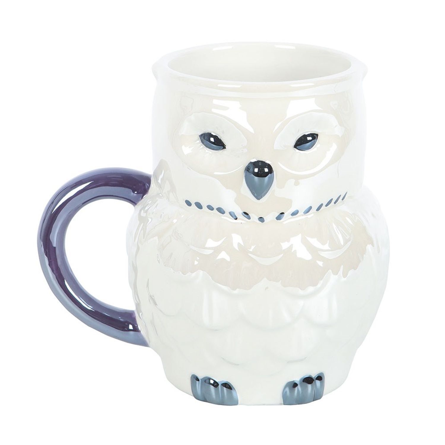 Something Different Iridescent Owl Mug - White/Blue
