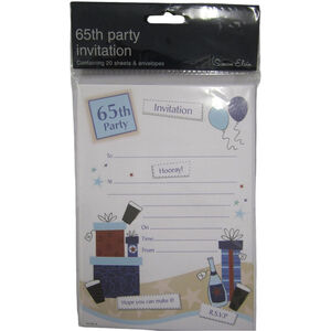 Simon Elvin 65th Birthday Invitations (Pack of 20)