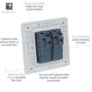 Trendi Switch 2 Gang Retractive Home Automation Switch