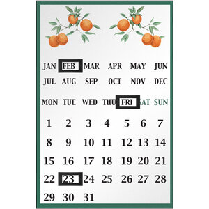 Orchard Fruits Orange Grove Magnetic Calendar