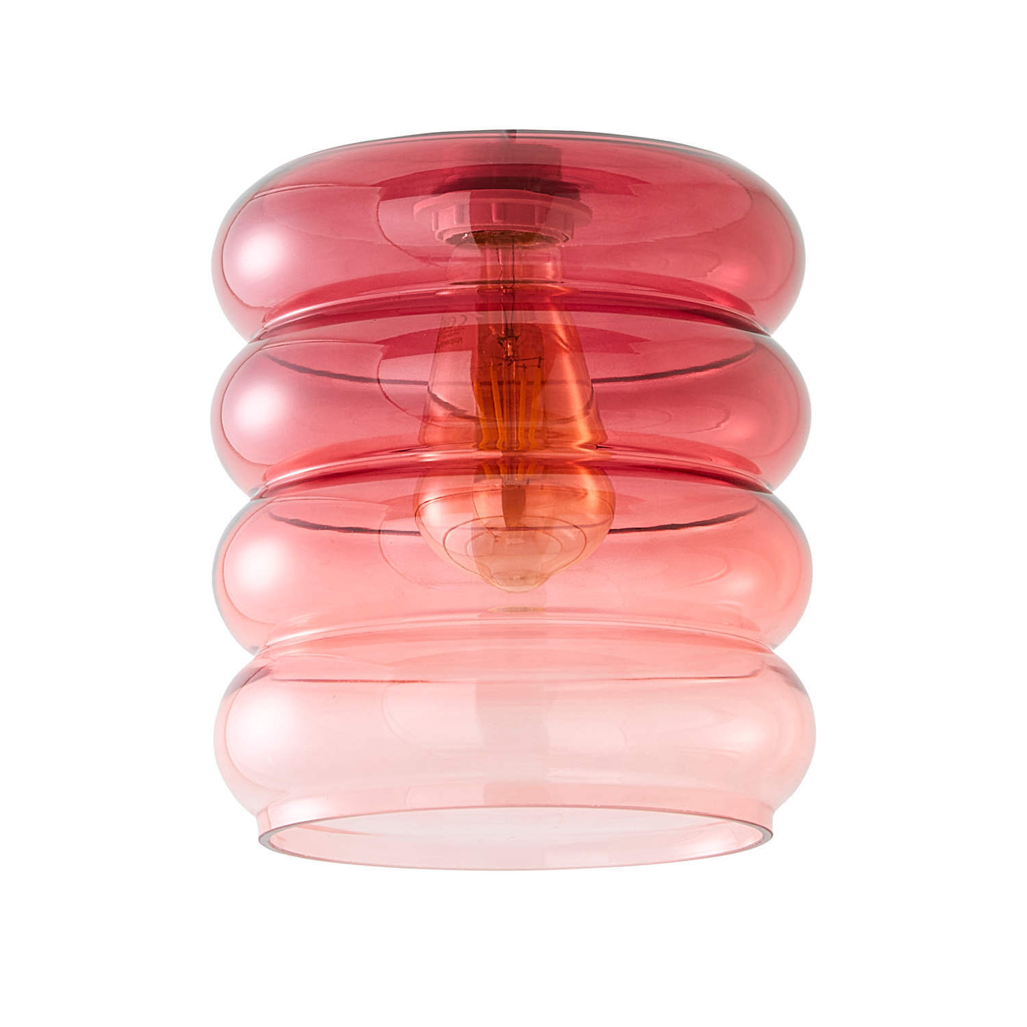 Valuelights Giselle Ombre Berry Glass Easy Fit Ceiling Light Lamp Shade - Berry Pink / No - Berry Pink