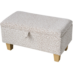 Linen Fabric Storage Ottoman Bench