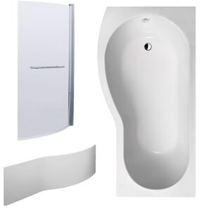 B Shape 1700x900 Left Hand Bath Set - Chrome