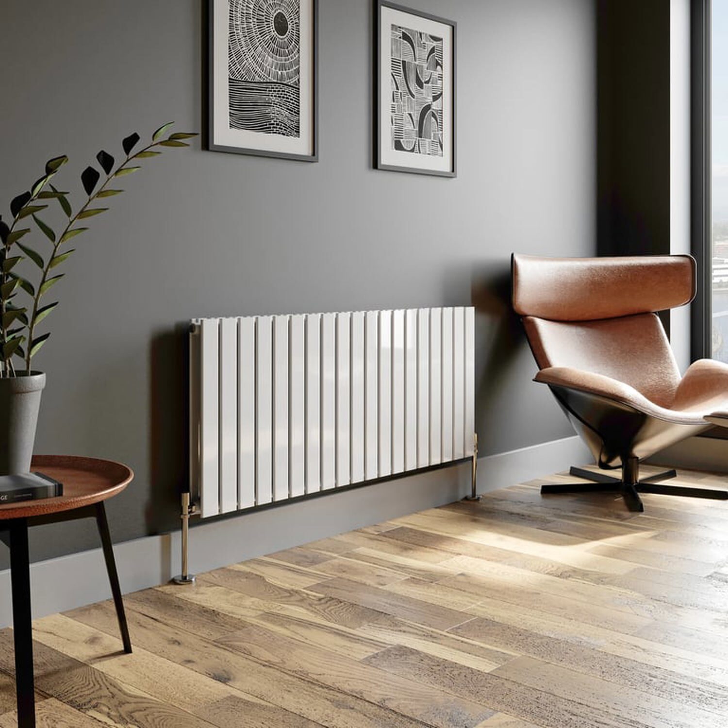 Temprazo Vertical Double Flat Panel Designer Radiator - 1800 X 300Mm White - White / 600Mm / 1440Mm / 66Mm