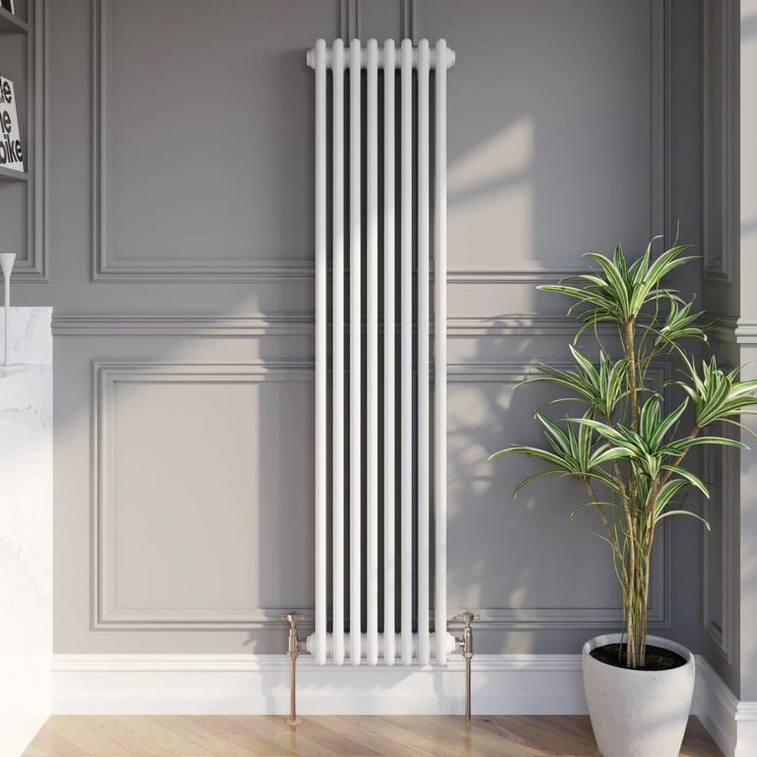 Temprazo Traditional Colosseum Double Bar Column Radiator White 300 X 605Mm - White / 380Mm / 1600Mm / 100Mm