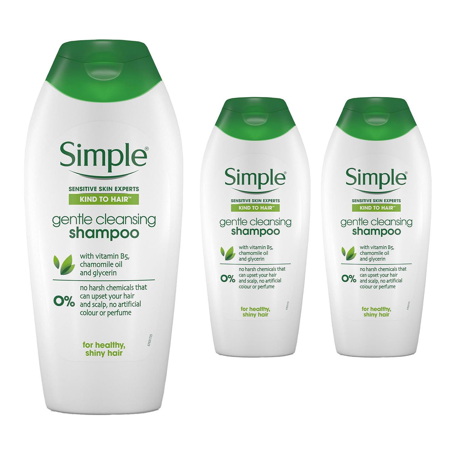 Simple Kind to Hair Gentle Cleansing Shampoo 400 ml, 3 Pack With Pro Vitamin B5 - Image 3