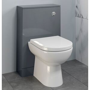 Bathroom 500 x 215mm Back To Wall BTW Toilet Cistern Unit Only Grey Gloss Modern