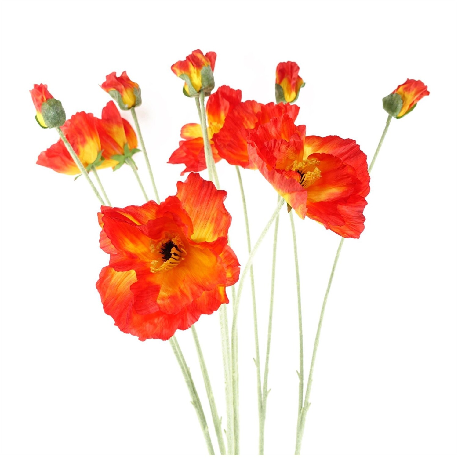 Pack of 6 Artificial Poppy Stems - Red
