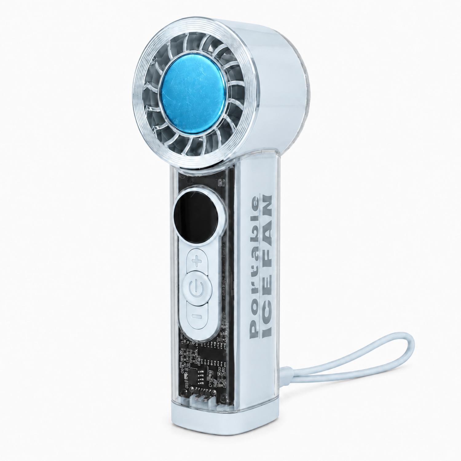 Dyzi Portable Ice Cooling Handheld Fan 199 Speed Usb Rechargeable - Blue