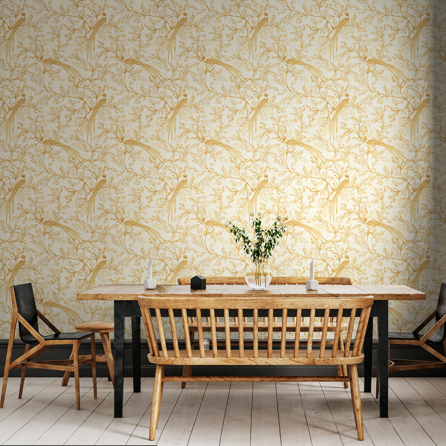 Hoopla Walls Bird Toile - Honey - Honey