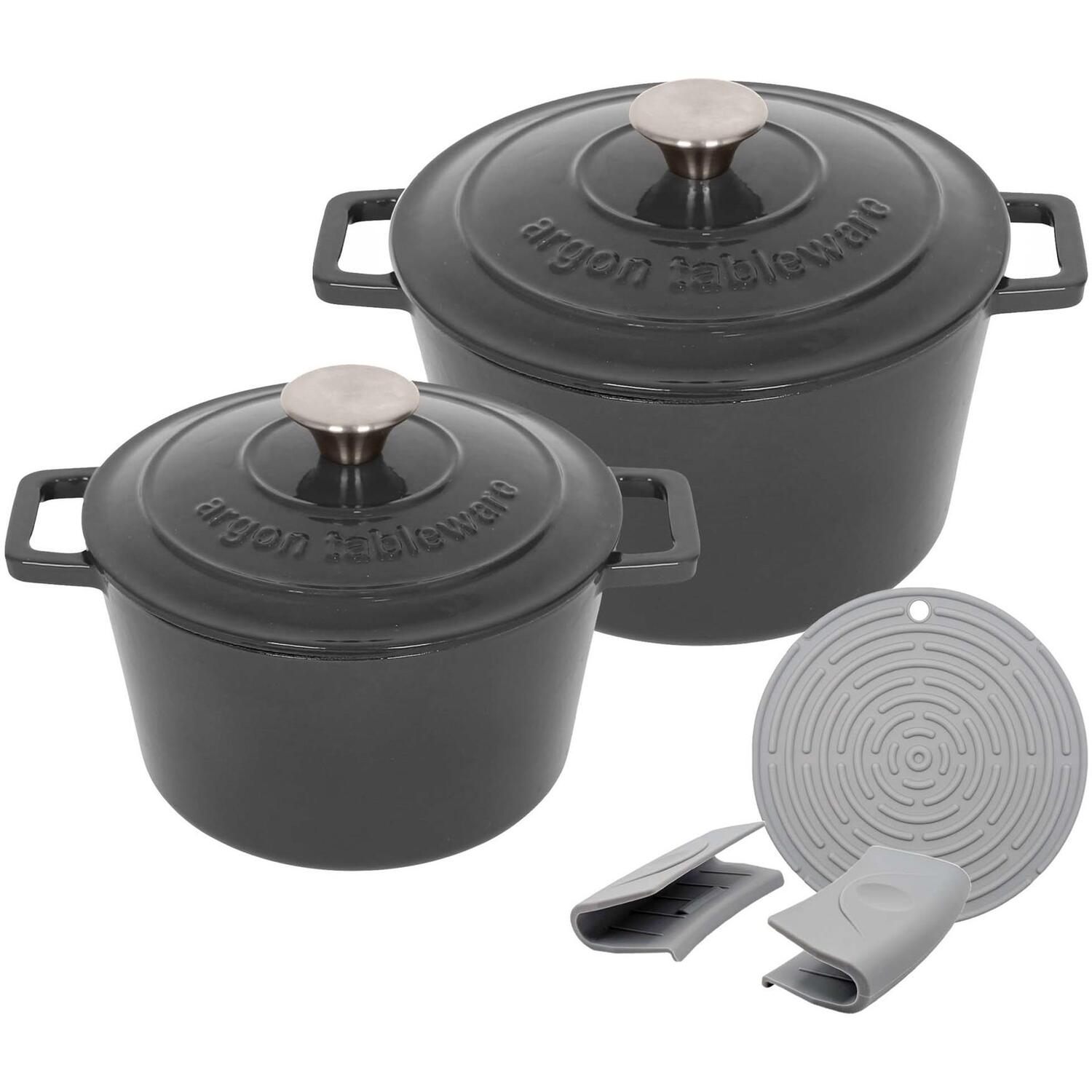 Image of 2pc Round Cast Iron Casserole Dish&hellip;