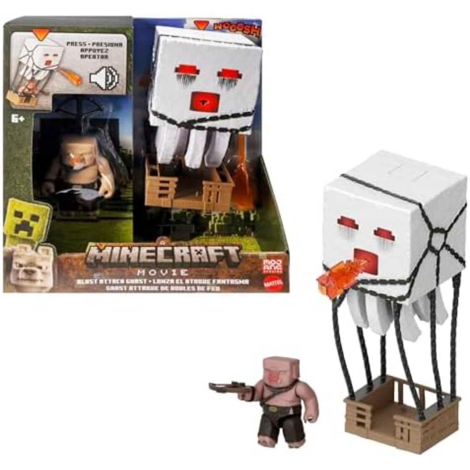 Mattel Minecraft Blast Attack Ghast and Piglin Set - Grey