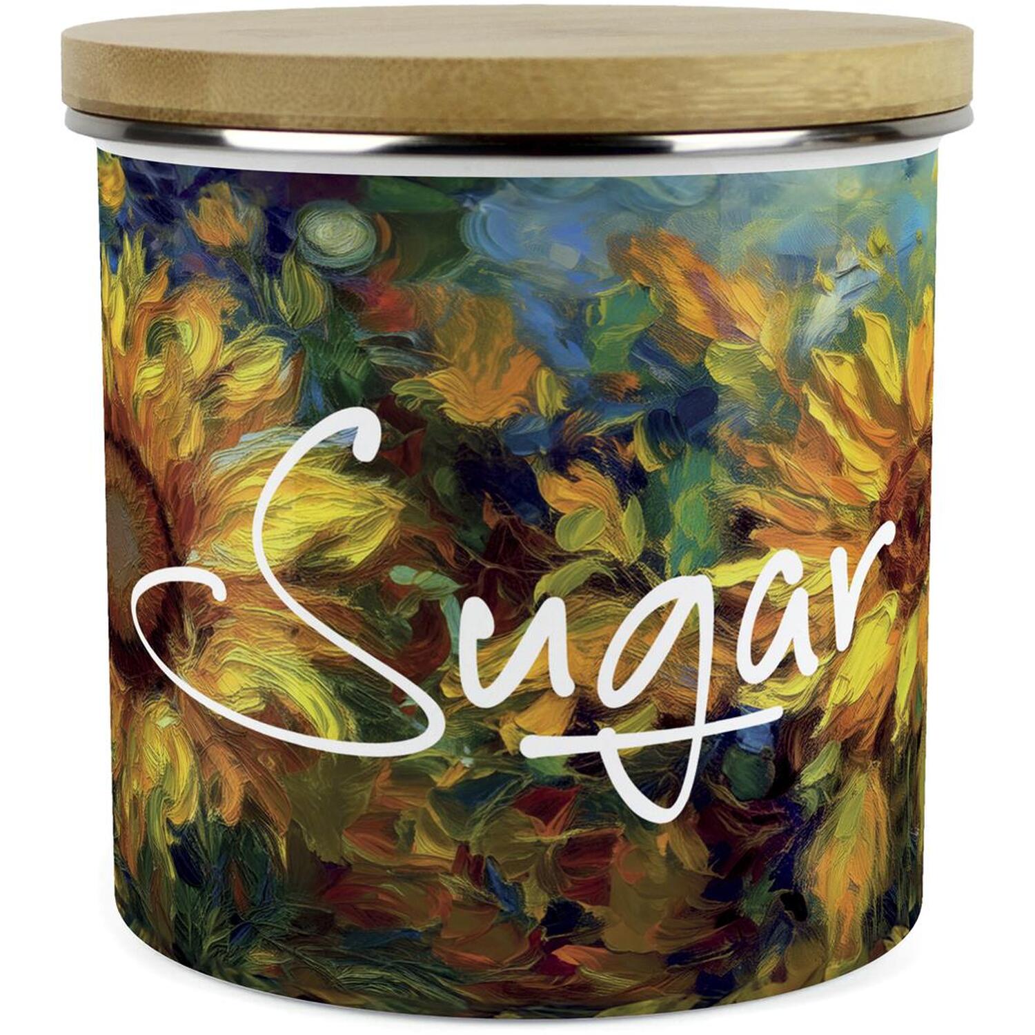 Purely Home Sunflower Impressionism Large Kitchen Storage Canister - White