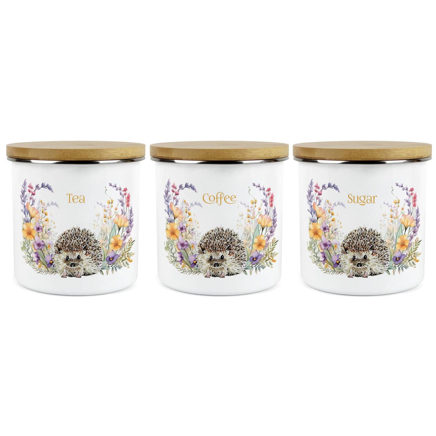 Purely Home Hedgehog Tea, Coffee & Sugar Canister Set - Enamel - Extra Large - Image 4