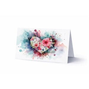 Watercolour Heart Folding Card 75 Pack