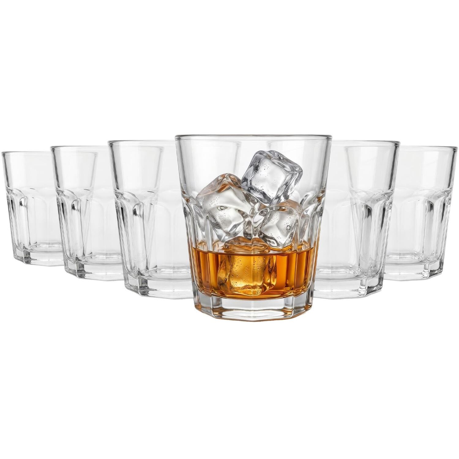 Argon Tableware Panelled Glass Tumblers 285ml Set of 6 Clear Soda Lime Drinking Glasses - Image 4