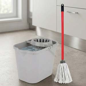 1 x Cotton Floor Mop Head With Handle & Bucket