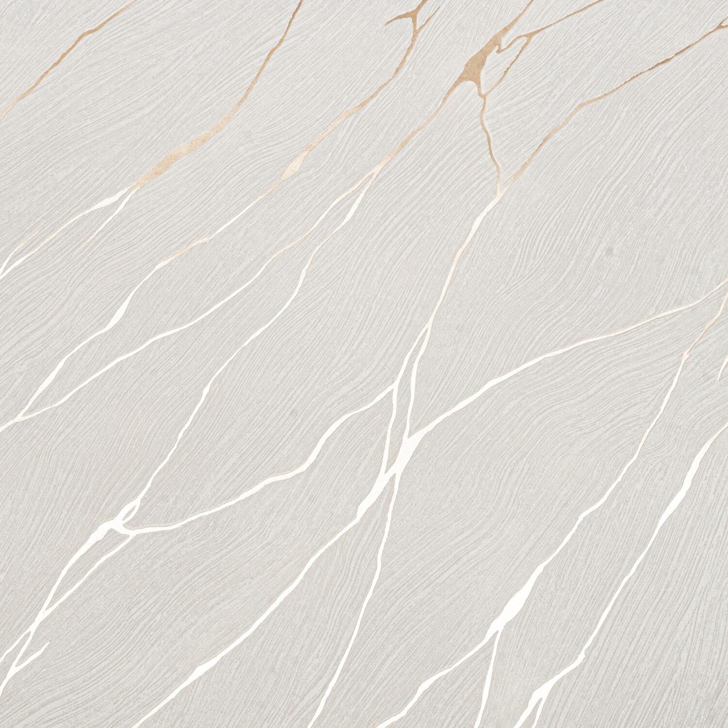 B&Q - Pale Grey Metallic Gold Cracked Lines Wallpaper Textured Vinyl Feature Wall - Image 2