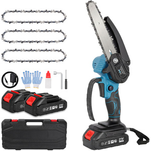 Cordless Mini Chainsaw 68In Dual Bar Garden Pruning Black Blue