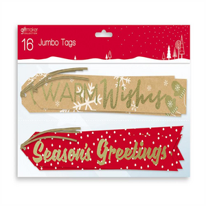 12 X Pack of 16 Contempory Design Jumbo Christmas Gift Tags